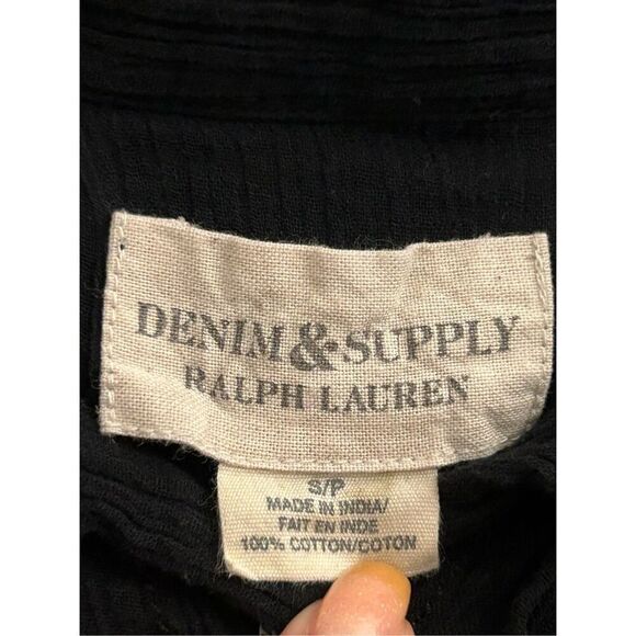 Denim & Supply Y2K Cotton Gauzy Crinkle Fit & Flare shirt sz S Romantic Goth Boh - Picture 4 of 8